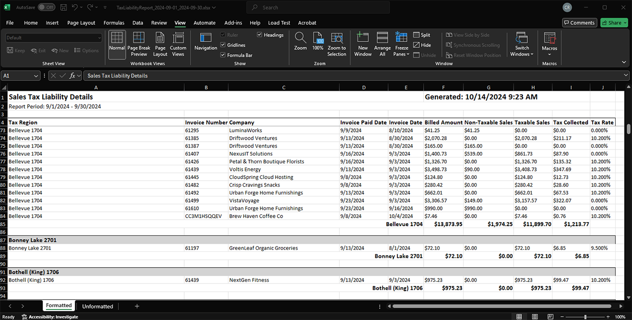 Tax Liability Report